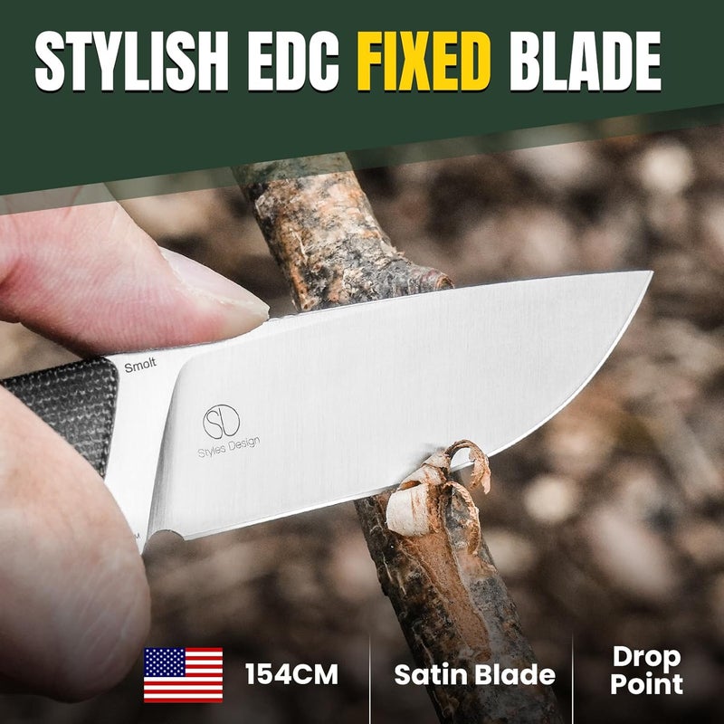 KIZER Smolt Fixed Blade Knife with Sheath, 2.93” 154CM Steel Micarta & Mkuruti Handle Fixed blade Knives, Drop Point Fixed Knife Small EDC Knife for Men Women Camping Pocket Knife 1063C1 - Image 2